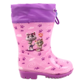 American Club American Pink Kitties Galoschen KAL05 lila rosa