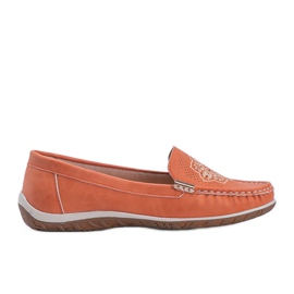 Orangefarbene Loafer Lucy mit Lochmuster