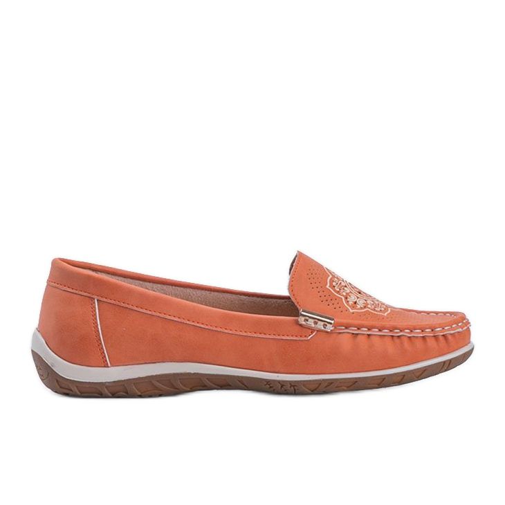 Orangefarbene Loafer Lucy mit Lochmuster