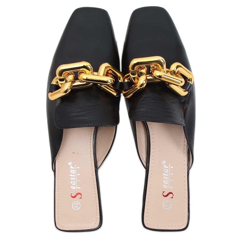 Schwarz T500P Schwarze Hausschuhe mit Kette