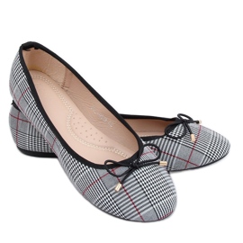 Grau karierte Ballerinas 2CE-9519 Grau