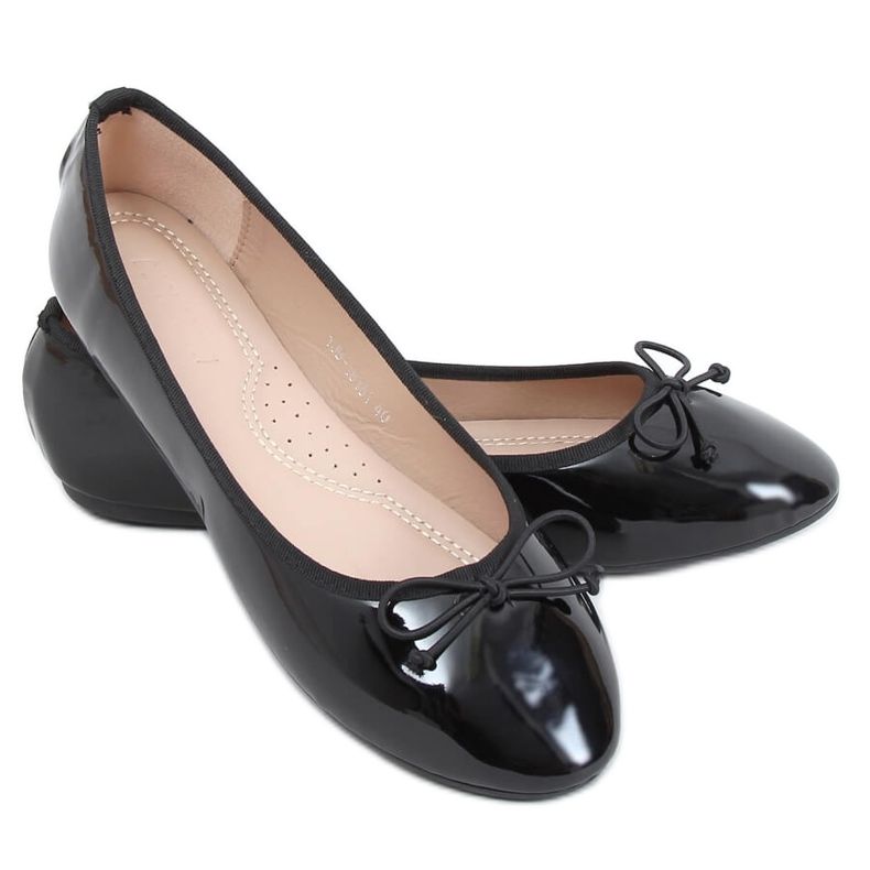 Schwarz lackierte Ballerinas 1JB-18181 Schwarz