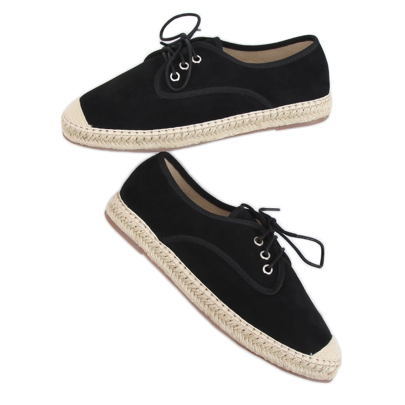 Schwarze Damen Espadrilles 77-196 Schwarz