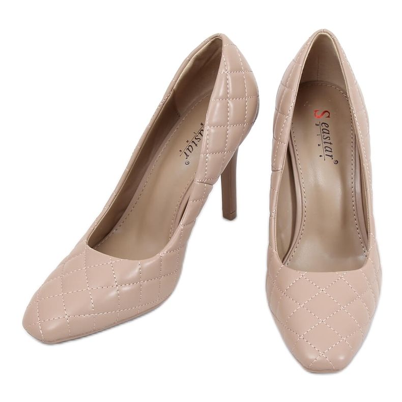 Damen Steppstilettos dunkelbeige LE082P Khaki