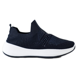 Renda Granit-Turnschuhe mit Kristallen marineblau