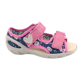 Befado Kinderschuhe PU 065X151 marineblau rosa silber