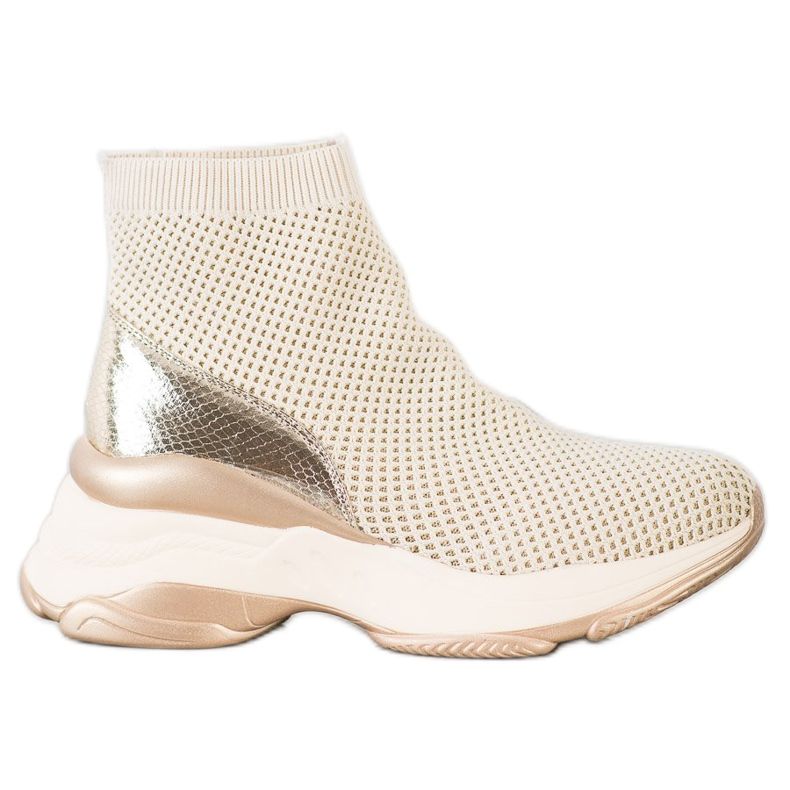SHELOVET Hohe Textil-Sneakers beige