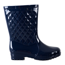 Bona Glänzende gesteppte Gummistiefel navy blau