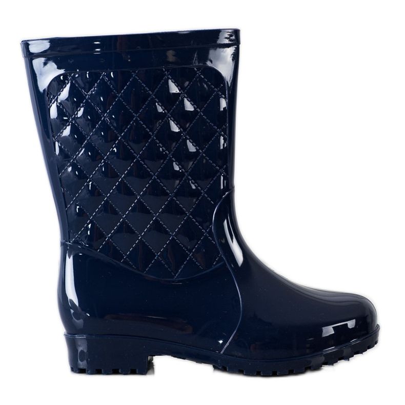 Bona Glänzende gesteppte Gummistiefel navy blau