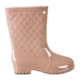 Bona Glänzende gesteppte Gummistiefel beige