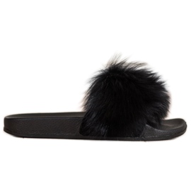 Bona Modische Flip-Flops mit Fell schwarz