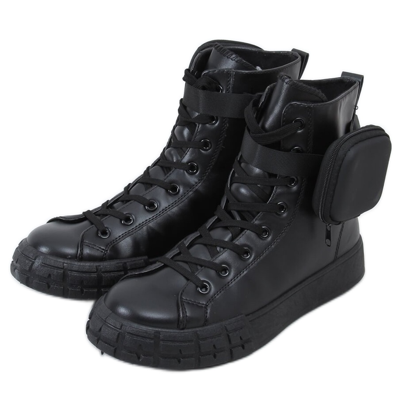 Schwarz VL142 Schwarze Sneaker mit Beutel