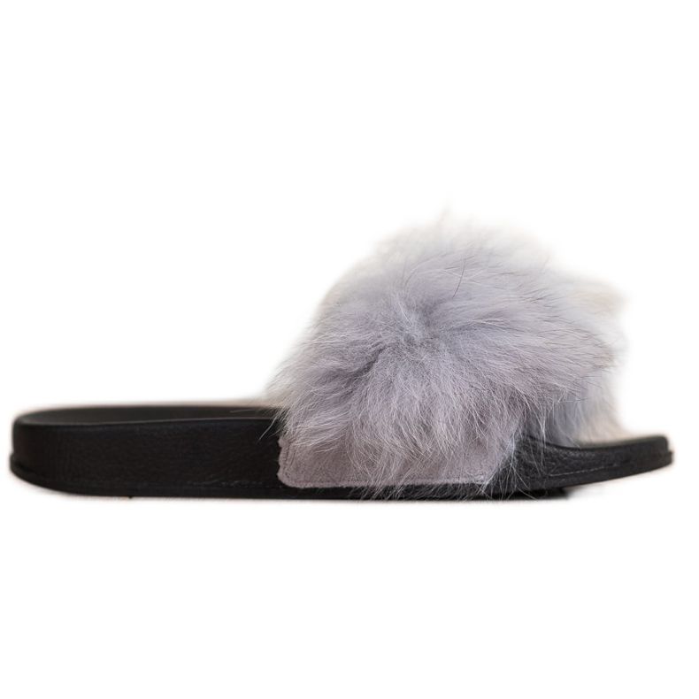 Bona Modische Flip-Flops mit Fell grau