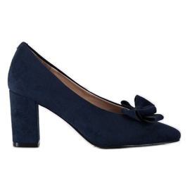 Marineblaue Pumps mit VINCEZA-Schleife