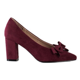 Burgunderrote Pumps mit VINCEZA-Schleife mehrfarbig