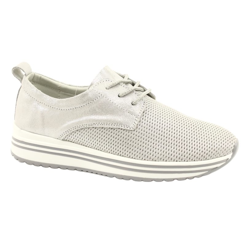 Damen Sportlederschuhe Jezzi 21PB32-3617 silber silber-