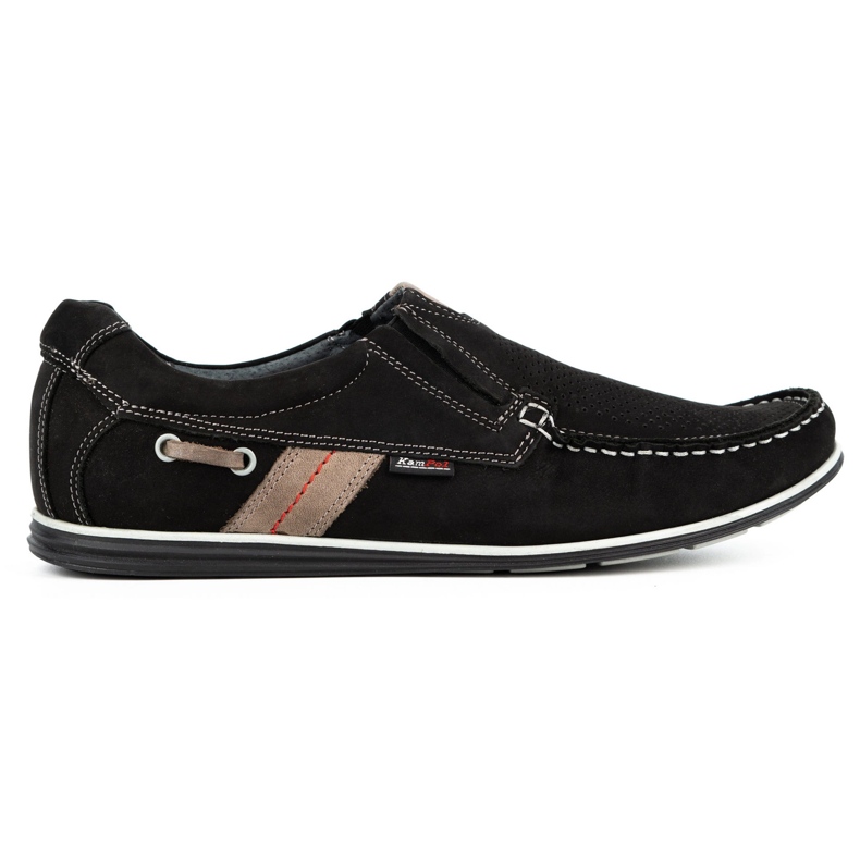Kampol Herren Loafer mit Lochmuster für den Sommer 53/3 / P schwarz