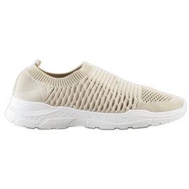 Ideal Shoes Bequeme Sneakers mit Lochmuster beige