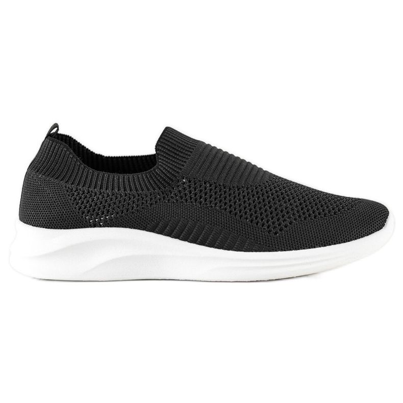 Ideal Shoes Schwarze Sport-Slipper