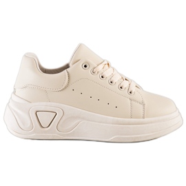 SHELOVET Stylische Sneakers aus Öko-Leder beige