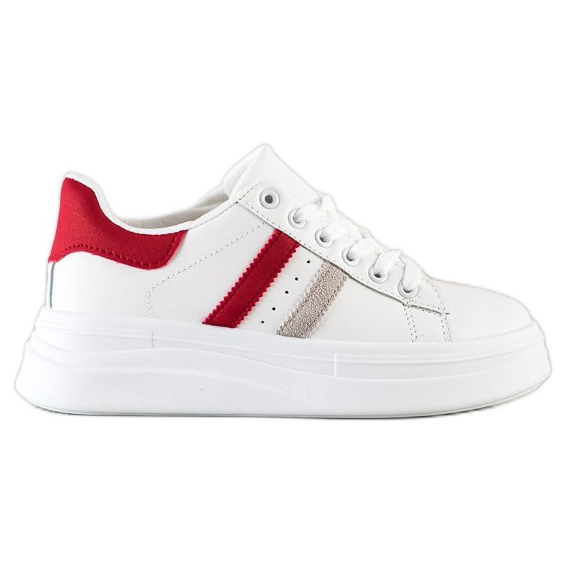 SHELOVET Sneakers mit Wildledereinsätzen weiß