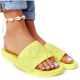 PS1 Damen Gummi Hausschuhe Neon Gelb Let's Swim