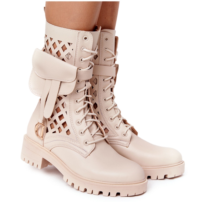 PS1 Durchbrochene Stiefel mit Nieren Beige Rock Star
