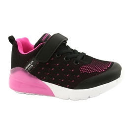 American Club Mädchen Sportschuhe mit Klettverschluss RL12 / 21 Schwarz rosa