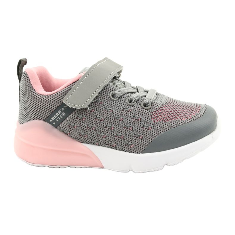 American Club Mädchen Sportschuhe mit Klettverschluss RL12 / 21 Grau rosa