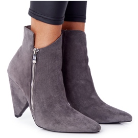 Asymmetrische Stiefel mit hohem Absatz Grau Lu Boo