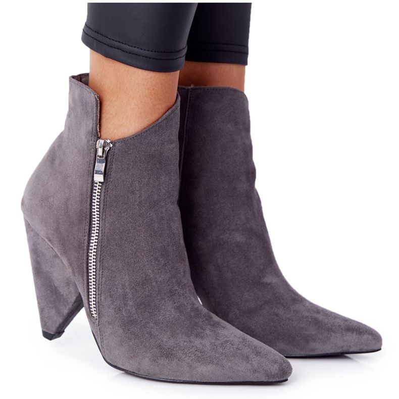 Asymmetrische Stiefel mit hohem Absatz Grau Lu Boo