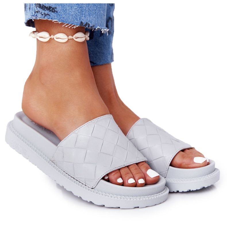 Damen Hausschuhe On The Big Star HH274688 Graue Plattform