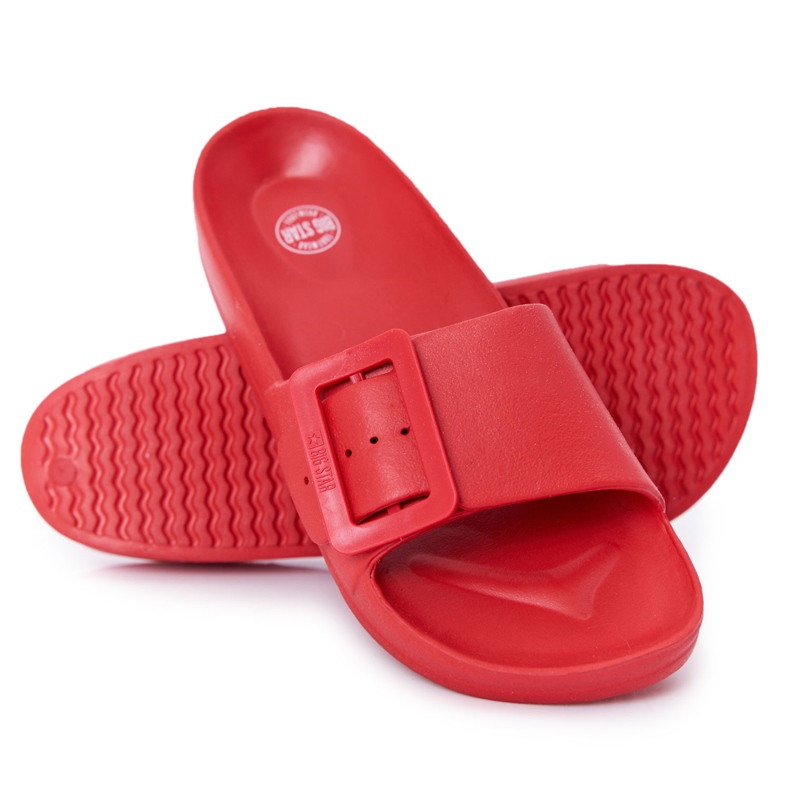 Damen Hausschuhe Big Star mit Schnalle FF274A385 Rot