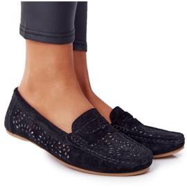 S.Barski Durchbrochene Loafer aus Wildleder für Damen von S. Bararski Black schwarz