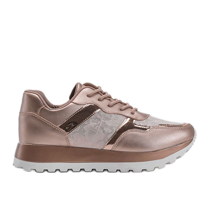 Champagner Turnschuhe Öko-Leder 2019-447 mehrfarbig golden