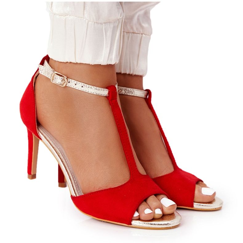 S.Barski Sandalen On Szpilce S. Bararski 280-58 Rot-Gold golden