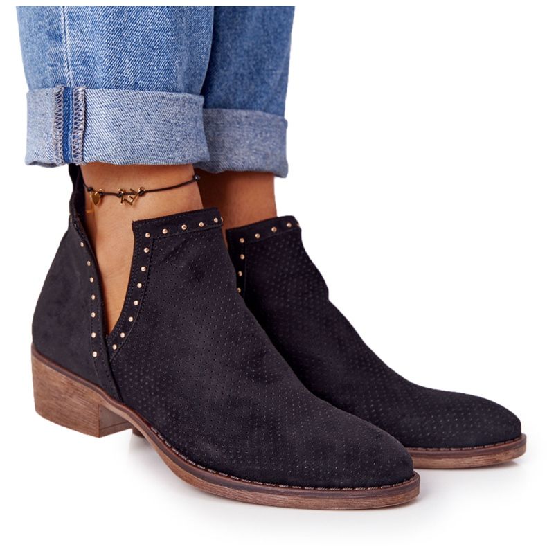 PS1 Schwarze Clever durchbrochene Stiefel mit Cut-Outs