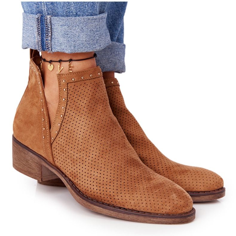 PS1 Durchbrochene Stiefel mit Cut-Outs, Camel Clever braun