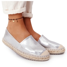 Leder-Espadrilles auf geflochtener Sohle Big Star HH274504 Silber