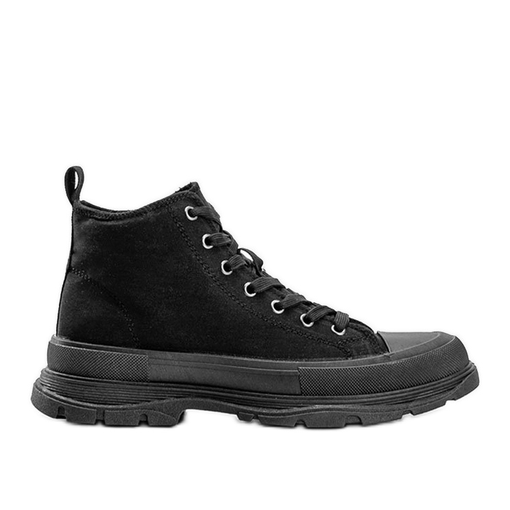 Schwarze hohe Sneakers auf dicker Evelin-Sohle