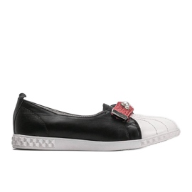 Schwarze Loafer mit Deanna-Perlen