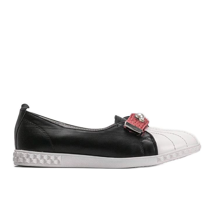 Schwarze Loafer mit Deanna-Perlen