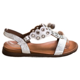 Sergio Leone Elegante Sandalen mit Zirkonia silber-