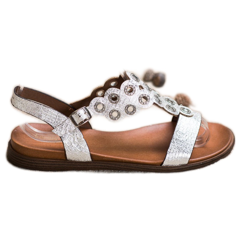 Sergio Leone Elegante Sandalen mit Zirkonia silber-