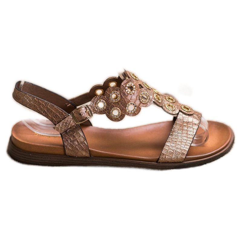 Sergio Leone Elegante Sandalen mit Zirkonia braun