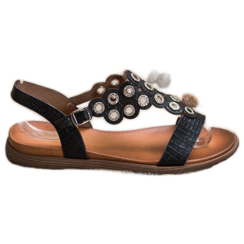 Sergio Leone Elegante Sandalen mit Zirkonia schwarz