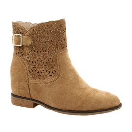 M.Daszyński Durchbrochene Keilstiefel für Damen SA168-20 beige