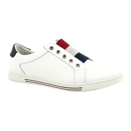 Filippo Stylische Ledersneaker DP2155 / 21 WH weiß rot marineblau