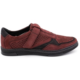 Polbut Herren Freizeitschuhe aus Leder 2102L bordeaux rot