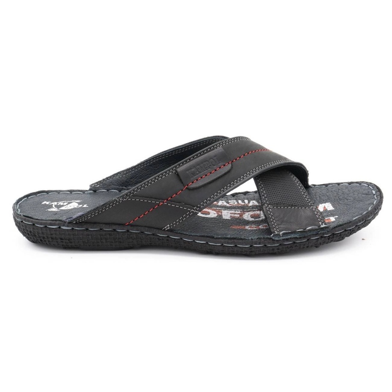 Kampol Herren Lederpantoffeln 200 / P / 3 schwarz